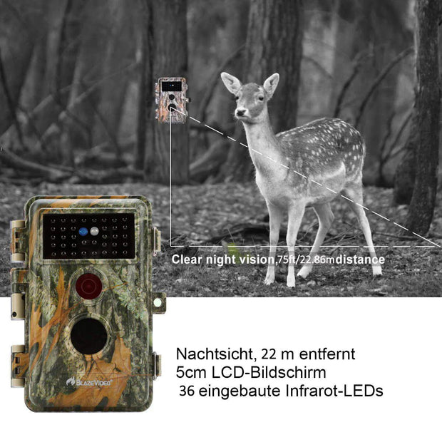 5-tlg. Wildkamera 32MP 2304*1296p mit Bewegungsmelder Nachtsicht Max. Entfernung bis 75Füße, 0,3s Trigger Geschwindigkeit, IP66 Wasserdichter| A252
