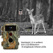 2-tlg. Wildtierkamera Jagd 32MP 1296p mit Bewegungsmelder Nachtsicht Maximale Entfernung bis 75Füße, 0,3s Trigger Geschwindigkeit , IP66 Wasserdichter| A252