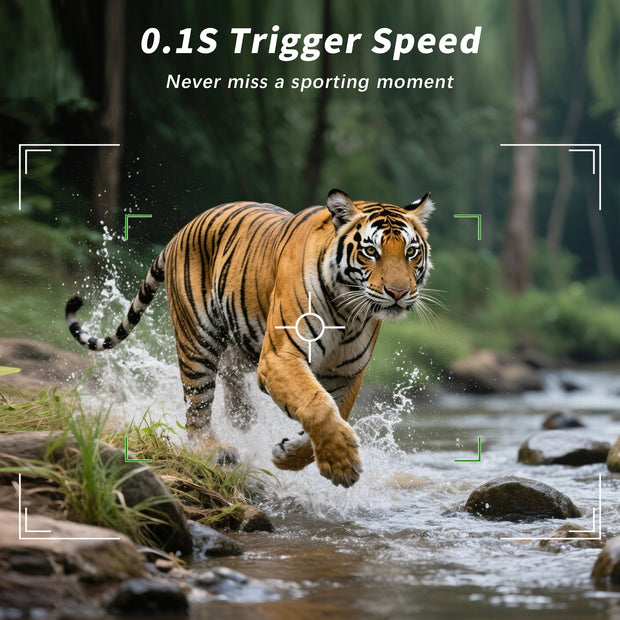 Blazevideo A106W 4K WIFI 64MP  Wildkamera mit 100ft Nachtsicht, bewegungsaktiviert, 0,1 s Auslösegeschwindigkeit, kein Leuchten, wasserdicht, für Wildbeobachtung und Sicherheit im Garten