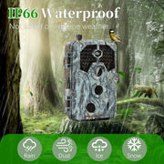 Blazevideo A106W 4K WIFI 64MP  Wildkamera mit 100ft Nachtsicht, bewegungsaktiviert, 0,1 s Auslösegeschwindigkeit, kein Leuchten, wasserdicht, für Wildbeobachtung und Sicherheit im Garten