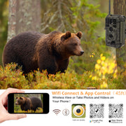 Wildkamera Wlan Fotofalle Jagdkamera Wildtierkamera 64MP 1296P 0,1s Schnelle Trigger Geschwindigkeit Nachtsicht Bewegungsmelder 120°PIR IP66 Wasserdichter | A280W Grün