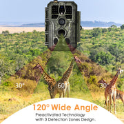 Wildkamera Wlan Fotofalle Jagdkamera Wildtierkamera 64MP 1296P 0,1s Schnelle Trigger Geschwindigkeit Nachtsicht Bewegungsmelder 120°PIR IP66 Wasserdichter | A280W Grün
