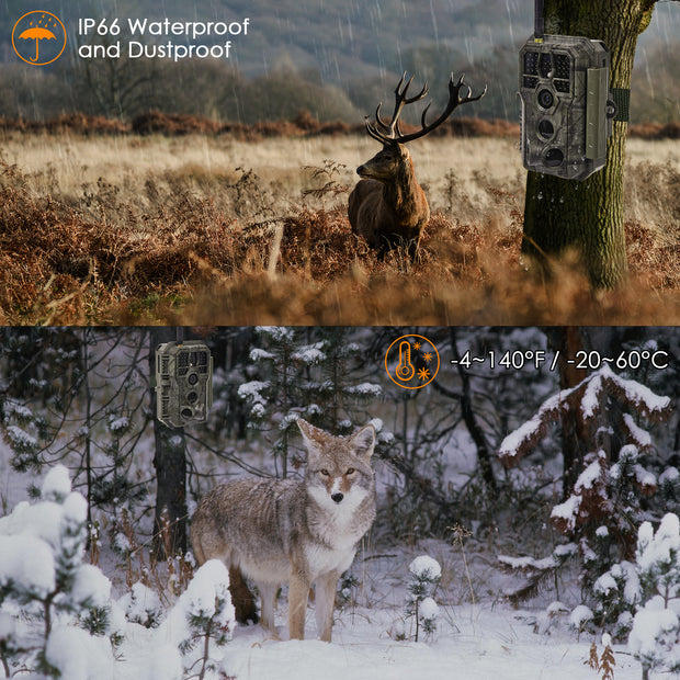 Wildkamera Wlan Fotofalle Jagdkamera Wildtierkamera 64MP 1296P 0,1s Schnelle Trigger Geschwindigkeit Nachtsicht Bewegungsmelder 120°PIR IP66 Wasserdichter | A280W Grün