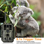 Wildkamera Wlan Fotofalle Jagdkamera Wildtierkamera 64MP 1296P 0,1s Schnelle Trigger Geschwindigkeit Nachtsicht Bewegungsmelder 120°PIR IP66 Wasserdichter | A280W Grün