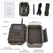 Wildkamera Wlan Fotofalle Jagdkamera Wildtierkamera 64MP 1296P 0,1s Schnelle Trigger Geschwindigkeit Nachtsicht Bewegungsmelder 120°PIR IP66 Wasserdichter | A280W Grün