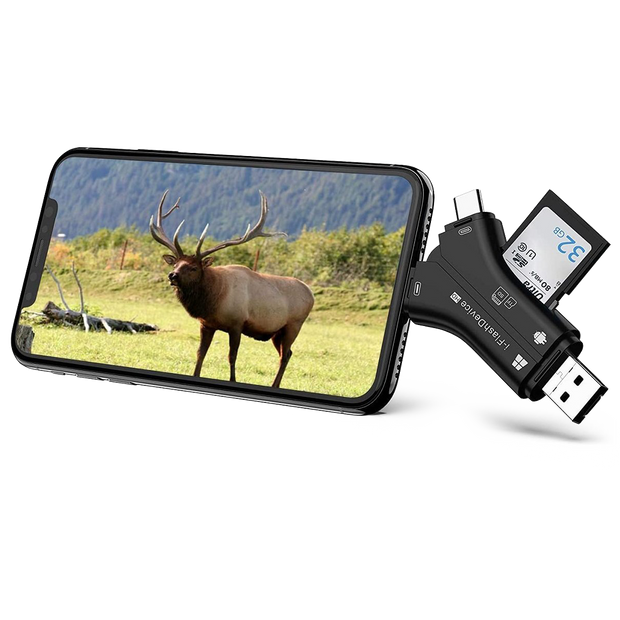Kartenleser USB Reader & Adapter für Wildkamera USB, USB-C, Micro-USB, SD-Karte und Light*