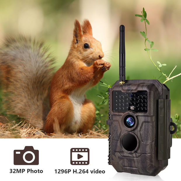 Wildkamera Wlan Fotofalle Jagdkamera Wildtierkamera 32MP 1296P 0,1s Schnelle Trigger Geschwindigkeit Nachtsicht Bewegungsmelder 110°PIR IP66 Wasserdichter | W600 Rot