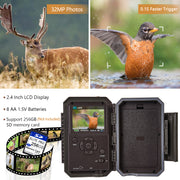 Bundle Wildkamera Wildtierkamera Jagdkamera Wlan 32MP 1296P 0,1s Auslöserzeit Bewegungsmelder 110°PIR und Solarpanel-Kits 8000mAh 12V/9V/6V| W600 Rot