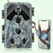 2-tlg. Blazevideo A106W 4K WIFI 64MP Wildkamera 30 m Nachtsicht Bewegungsaktiviert 0,1 s Auslösegeschwindigkeit Kein Leuchten Wasserdicht für Wildbeobachtung und Sicherheit im Garten