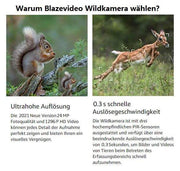 2 tlg. Wildkamera 24MP 1296p mit Bewegungsmelder Nachtsicht Maximale Entfernung bis 75Füße, 0,3s Trigger Geschwindigkeit , IP66 Wasserdichter| A252