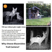 Wildtierkamera Jagd 32MP 2304*1296p mit Bewegungsmelder Nachtsicht Max. Entfernung bis 90 Füße, 0,1s Schnelle Trigger Geschwindigkeit，IP66 Wasserdichter| A262