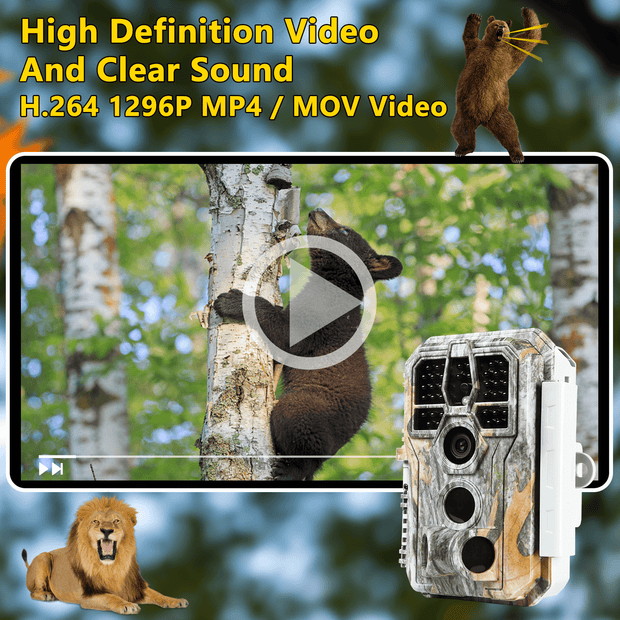 2-tlg. Wildkamera 48MP 1296p mit Audio und Bewegungsmelder Nachtsicht Max. Entfernung bis 100 Füße, 0,1s Trigger Geschwindigkeit , IP66| A280