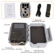 2-tlg. Wildkamera 48MP 1296p mit Audio und Bewegungsmelder Nachtsicht Max. Entfernung bis 100 Füße, 0,1s Trigger Geschwindigkeit , IP66| A280