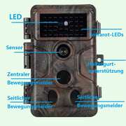 Bundle Wildkamera Wildtierkamera Jagdkamera A323 64MP 2304*1296p + Solarpanel-Kits 3W 8000mAh 12V/9V/6V Ausgangsspannung