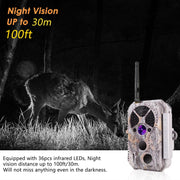 2-tlg. Wildkamera Wlan Fotofalle Jagdkamera Wildtierkamera 32MP 1296P 0,1s Schnelle Trigger Geschwindigkeit Nachtsicht Bewegungsmelder 110°PIR IP66 Wasserdichter | A350W Grau