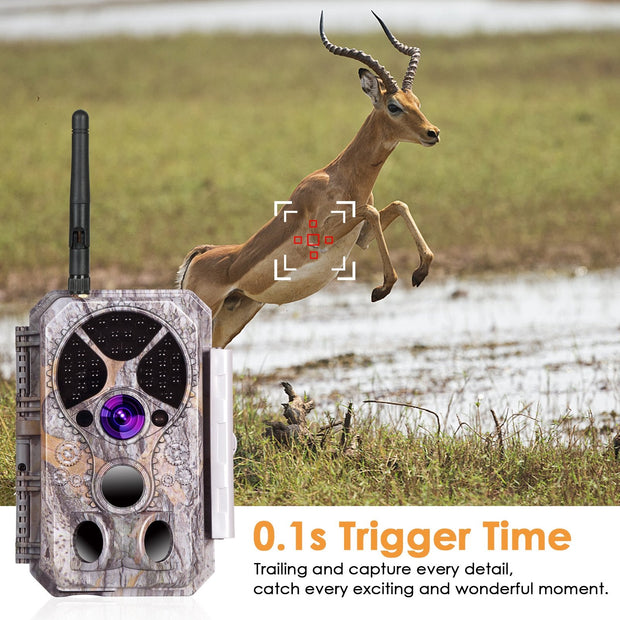 2-tlg. Wildkamera Wlan Fotofalle Jagdkamera Wildtierkamera 32MP 1296P 0,1s Schnelle Trigger Geschwindigkeit Nachtsicht Bewegungsmelder 110°PIR IP66 Wasserdichter | A350W Grau