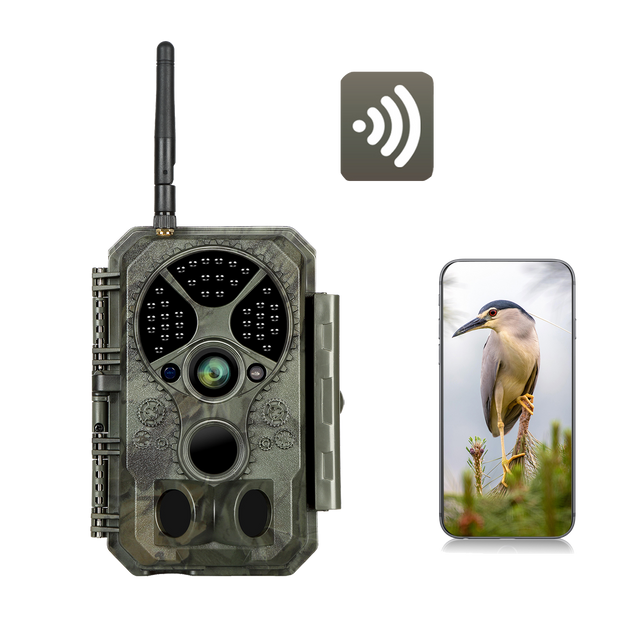 Wildkamera Wlan Fotofalle Jagdkamera Wildtierkamera 48MP 1296P 0,1s Schnelle Trigger Geschwindigkeit Nachtsicht Bewegungsmelder 120°PIR IP66 Wasserdichter | A350W Grün