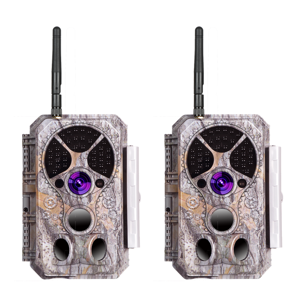 2-tlg. Wildkamera Wlan Fotofalle Jagdkamera Wildtierkamera 32MP 1296P 0,1s Schnelle Trigger Geschwindigkeit Nachtsicht Bewegungsmelder 110°PIR IP66 Wasserdichter | A350W Grau