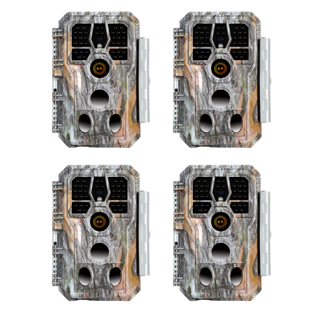 4-tlg. Wildkamera 48MP 1296p mit Audio und Bewegungsmelder Nachtsicht Max. Entfernung bis 100 Füße, 0,1s Trigger Geschwindigkeit , IP66| A280