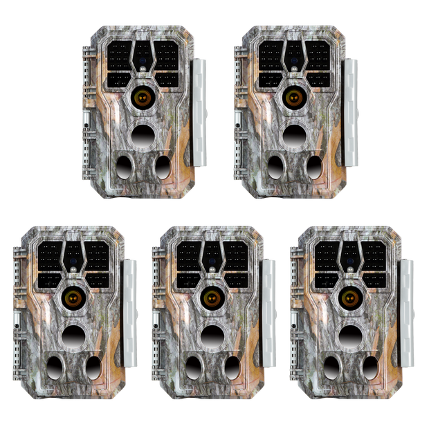 5-tlg. Wildkamera 24MP 1296p mit Audio und Bewegungsmelder Nachtsicht Max. Entfernung bis 100 Füße, 0,1s Trigger Geschwindigkeit , IP66| A280