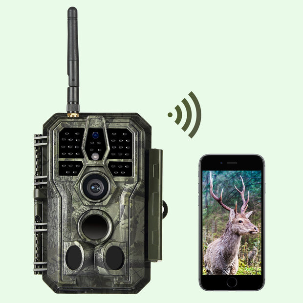 Wildkamera Wlan Fotofalle Jagdkamera Wildtierkamera 64MP 1296P 0,1s Schnelle Trigger Geschwindigkeit Nachtsicht Bewegungsmelder 120°PIR IP66 Wasserdichter | A280W Grün