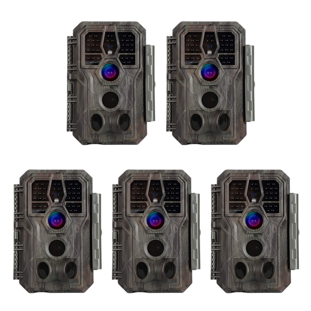 5-tlg. Wildkamera 24MP 1296p mit Audio und Bewegungsmelder Nachtsicht Max. Entfernung bis 100 Füße, 0,1s Trigger Geschwindigkeit , IP66 Wasserdichter | A280