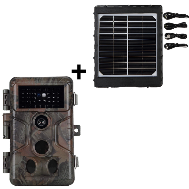 Bundle Wildkamera Wildtierkamera Jagdkamera A323 64MP 2304*1296p + Solarpanel-Kits 3W 8000mAh 12V/9V/6V Ausgangsspannung