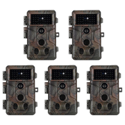 5tlg. Wildkamera 64MP 1296p Video mit Audio und Bewegungsmelder Nachtsicht max. Entfernung bis 100Füße, 0,1s Trigger Geschwindigkeit, Wasserdicht IP66 | A323