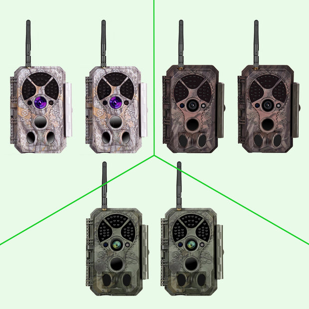 2-tlg. Wildkamera Wlan Fotofalle Jagdkamera Wildtierkamera 32MP 1296P 0,1s Schnelle Trigger Geschwindigkeit Nachtsicht Bewegungsmelder 110°PIR IP66 Wasserdichter | A350W Grau