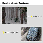 Wildkamera 48MP 1296p mit Audio und Bewegungsmelder Nachtsicht Max. Entfernung bis 100 Füße, 0,1s Trigger Geschwindigkeit , IP66 Wasserdichter| A280