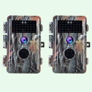 2 tlg. Wildkamera 24MP 1296p mit Bewegungsmelder Nachtsicht Maximale Entfernung bis 75Füße, 0,3s Trigger Geschwindigkeit , IP66 Wasserdichter| A252
