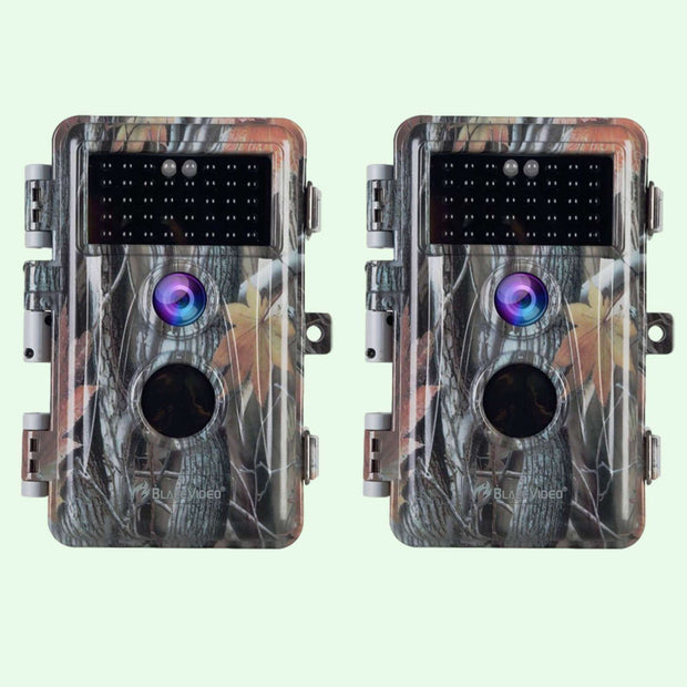 2 tlg. Wildkamera 24MP 1296p mit Bewegungsmelder Nachtsicht Maximale Entfernung bis 75Füße, 0,3s Trigger Geschwindigkeit , IP66 Wasserdichter| A252