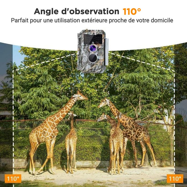 Bundle Wildkamera Wildtierkamera Jagdkamera Wlan 32MP 1296P 0,1s Auslöserzeit Bewegungsmelder 110°PIR und Solarpanel-Kits 8000mAh 12V/9V/6V| W600 Rot