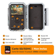 Bundle Wildkamera Wildtierkamera Jagdkamera Wlan 32MP 1296P 0,1s Auslöserzeit Bewegungsmelder 110°PIR und Solarpanel-Kits 8000mAh 12V/9V/6V| W600 Braun