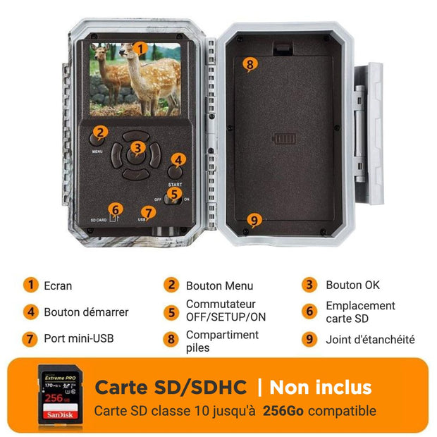 Bundle Wildkamera Wildtierkamera Jagdkamera Wlan 32MP 1296P 0,1s Auslöserzeit Bewegungsmelder 110°PIR und Solarpanel-Kits 8000mAh 12V/9V/6V| W600 Braun