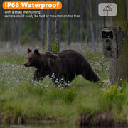 Wildkamera Wlan Fotofalle Jagdkamera Wildtierkamera 32MP 1296P 0,1s Schnelle Trigger Geschwindigkeit Nachtsicht Bewegungsmelder 110°PIR IP66 Wasserdichter | W600 Braun