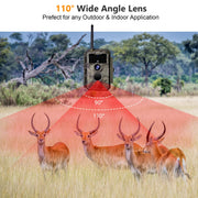 Wildkamera Wlan Fotofalle Jagdkamera Wildtierkamera 32MP 1296P 0,1s Schnelle Trigger Geschwindigkeit Nachtsicht Bewegungsmelder 110°PIR IP66 Wasserdichter | W600 Braun